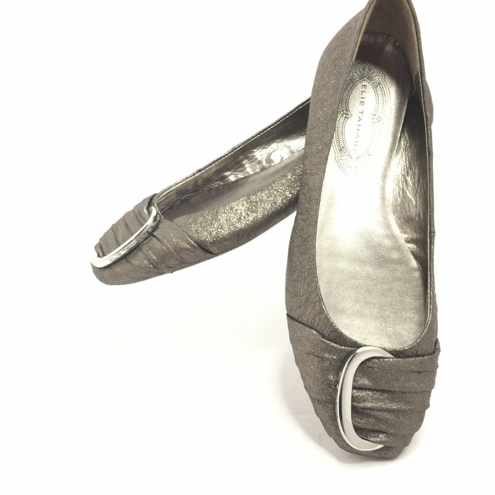 Tahari Silver Slip On Flats Womens 7 Shoes